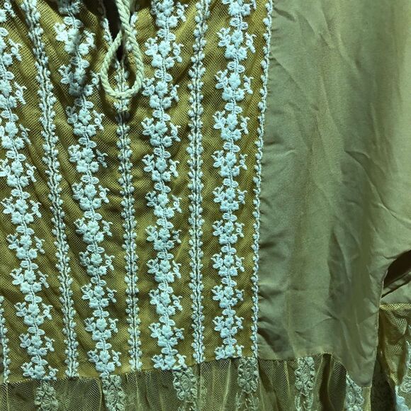 A’REVE WOMENS MEDIUM SHEER LACE BOHO TOP BLOUSE PEASANT COTTAGE BOHEMIAN - Picture 6 of 8